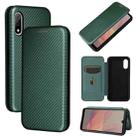 For Sony Xperia Ace II Carbon Fiber Texture Horizontal Flip TPU + PC + PU Leather Case with Card Slot(Green) - 1