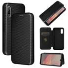 For Sony Xperia Ace II Carbon Fiber Texture Horizontal Flip TPU + PC + PU Leather Case with Card Slot(Black) - 1