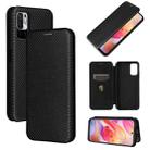 For Xiaomi Redmi Note 10 5G Carbon Fiber Texture Horizontal Flip TPU + PC + PU Leather Case with Card Slot(Black) - 1