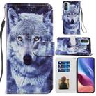 For Xiaomi Redmi K40 / K 40 Pro Painted Pattern Horizontal Flip Leather Case with Holder & Card Slots & Photo Frame(White Wolf) - 1
