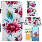 For Xiaomi Redmi Note 10 Painted Pattern Horizontal Flip Leather Case with Holder & Card Slots & Photo Frame(Peacock Flower) - 1