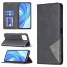 For Xiaomi Mi 11 Lite Rhombus Texture Horizontal Flip Magnetic Leather Case with Holder & Card Slots(Black) - 1