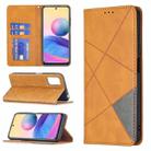 For Xiaomi Poco M3 Pro / Redmi Note 10 5G Rhombus Texture Horizontal Flip Magnetic Leather Case with Holder & Card Slots(Yellow) - 1