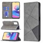 For Xiaomi Poco M3 Pro / Redmi Note 10 5G Rhombus Texture Horizontal Flip Magnetic Leather Case with Holder & Card Slots(Grey) - 1