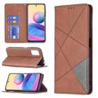 For Xiaomi Poco M3 Pro / Redmi Note 10 5G Rhombus Texture Horizontal Flip Magnetic Leather Case with Holder & Card Slots(Brown) - 1