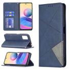 For Xiaomi Poco M3 Pro / Redmi Note 10 5G Rhombus Texture Horizontal Flip Magnetic Leather Case with Holder & Card Slots(Blue) - 1