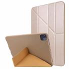 For iPad Pro 11 2022 / 2021 TPU Horizontal Deformation Flip Leather Tablet Case with Holder(Champagne Gold) - 1