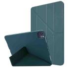 For iPad Pro 11 2022 / 2021 TPU Horizontal Deformation Flip Leather Tablet Case with Holder(Dark Green) - 1