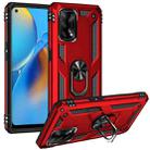 For OPPO A74 4G / F19 Shockproof TPU + PC Protective Case with 360 Degree Rotating Holder(Red) - 1