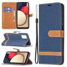 For Samsung Galaxy A03s 164mm Color Matching Denim Texture Horizontal Flip Leather Case with Holder & Card Slots & Wallet & Lanyard(Dark Blue) - 1