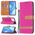 For Xiaomi Mi 11 Lite Color Matching Denim Texture Horizontal Flip Leather Case with Holder & Card Slots & Wallet & Lanyard(Rose Red) - 1
