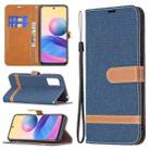 For Xiaomi Poco M3 Pro / Redmi Note 10 5G Color Matching Denim Texture Horizontal Flip Leather Case with Holder & Card Slots & Wallet & Lanyard(Dark Blue) - 1