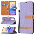 For Xiaomi Poco M3 Pro / Redmi Note 10 5G Color Matching Denim Texture Horizontal Flip Leather Case with Holder & Card Slots & Wallet & Lanyard(Purple) - 1