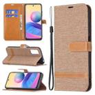 For Xiaomi Poco M3 Pro / Redmi Note 10 5G Color Matching Denim Texture Horizontal Flip Leather Case with Holder & Card Slots & Wallet & Lanyard(Brown) - 1