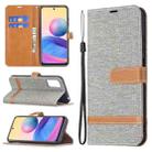 For Xiaomi Poco M3 Pro / Redmi Note 10 5G Color Matching Denim Texture Horizontal Flip Leather Case with Holder & Card Slots & Wallet & Lanyard(Grey) - 1