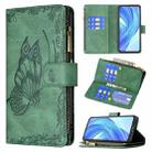 For Xiaomi Mi 11 Lite Flying Butterfly Embossing Pattern Zipper Horizontal Flip Leather Case with Holder & Card Slots & Wallet(Green) - 1