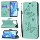 For Xiaomi Mi 11 Lite Embossing Two Butterflies Pattern Horizontal Flip PU Leather Case with Holder & Card Slot & Wallet & Lanyard(Green) - 1