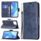 For Xiaomi Mi 11 Lite Embossing Two Butterflies Pattern Horizontal Flip PU Leather Case with Holder & Card Slot & Wallet & Lanyard(Blue) - 1