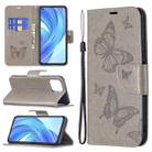 For Xiaomi Mi 11 Lite Embossing Two Butterflies Pattern Horizontal Flip PU Leather Case with Holder & Card Slot & Wallet & Lanyard(Grey) - 1