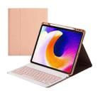 HK132 Detachable Plastic Bluetooth Keyboard Tablet Case with Holder & Pen Slot For iPad Pro 12.9 inch 2021 / 2020 / 2018(Pink) - 1
