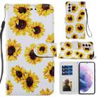 For Samsung Galaxy S21+ 5G Painted Pattern Horizontal Flip Leather Case with Holder & Card Slots & Photo Frame(Sunflower) - 1