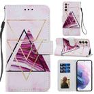 For Samsung Galaxy S21+ 5G Painted Pattern Horizontal Flip Leather Case with Holder & Card Slots & Photo Frame(Three-color Marble) - 1