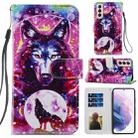 For Samsung Galaxy S21+ 5G Painted Pattern Horizontal Flip Leather Case with Holder & Card Slots & Photo Frame(Wolf Totem) - 1