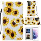 For Samsung Galaxy S21 Ultra 5G Painted Pattern Horizontal Flip Leather Case with Holder & Card Slots & Photo Frame(Sunflower) - 1