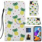 For Samsung Galaxy A21s Painted Pattern Horizontal Flip Leather Case with Holder & Card Slots & Photo Frame(Pineapple) - 1