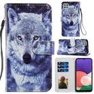 For Samsung Galaxy A22 5G Painted Pattern Horizontal Flip Leather Case with Holder & Card Slots & Photo Frame(White Wolf) - 1