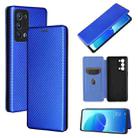 For OPPO Reno6 Pro+ 5G Carbon Fiber Texture Horizontal Flip TPU + PC + PU Leather Case with Card Slot(Blue) - 1