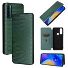 For TCL 20 SE Carbon Fiber Texture Horizontal Flip TPU + PC + PU Leather Case with Card Slot(Green) - 1