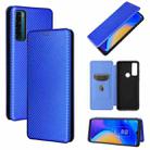 For TCL 20 SE Carbon Fiber Texture Horizontal Flip TPU + PC + PU Leather Case with Card Slot(Blue) - 1