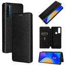 For TCL 20 SE Carbon Fiber Texture Horizontal Flip TPU + PC + PU Leather Case with Card Slot(Black) - 1