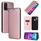 For Doogee X96 Pro Carbon Fiber Texture Horizontal Flip TPU + PC + PU Leather Case with Card Slot(Pink) - 1