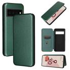 For Google Pixel 6 Pro Carbon Fiber Texture Horizontal Flip TPU + PC + PU Leather Case with Card Slot(Green) - 1