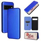 For Google Pixel 6 Pro Carbon Fiber Texture Horizontal Flip TPU + PC + PU Leather Case with Card Slot(Blue) - 1