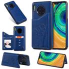 For Huawei Mate 30 Cat Tree Embossing Pattern Shockproof Protective Case with Card Slots & Photo Frame(Blue) - 1