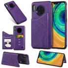 For Huawei Mate 30 Cat Tree Embossing Pattern Shockproof Protective Case with Card Slots & Photo Frame(Purple) - 1