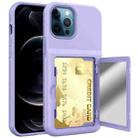 Shockproof PC + TPU Protective Case with Card Slots & Mirror For iPhone 12 / 12 Pro(Purple) - 1