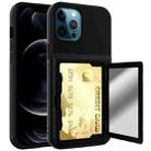 Shockproof PC + TPU Protective Case with Card Slots & Mirror For iPhone 12 / 12 Pro(Black) - 1