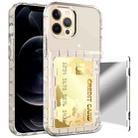 Shockproof PC + TPU Protective Case with Card Slots & Mirror For iPhone 12 / 12 Pro(Transparent with Glitter) - 1