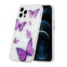 For iPhone 12 mini Shell Texture Pattern Full-coverage TPU Shockproof Protective Case (Purple Butterflies) - 1