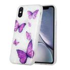 Shell Texture Pattern Full-coverage TPU Shockproof Protective Case For iPhone X / XS(Purple Butterflies) - 1