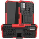 For Xiaomi Redmi Note 10 5G Tire Texture Shockproof TPU+PC Protective Case with Holder(Red) - 1