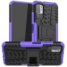 For Xiaomi Redmi Note 10 5G Tire Texture Shockproof TPU+PC Protective Case with Holder(Purple) - 1