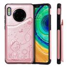 For Huawei Mate 30 Cat Bee Embossing Pattern Shockproof Protective Case with Card Slots & Photo Frame(Rose Gold) - 1