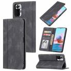 For Xiaomi Poco M3 / Redmi Note 9 4G Skin Feel Pressure Line Magnetic Horizontal Flip Leather Case with Holder & Card Slot & Wallet & Photo Frame(Black) - 1