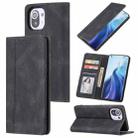 For Xiaomi Mi 11 Skin Feel Pressure Line Magnetic Horizontal Flip Leather Case with Holder & Card Slot & Wallet & Photo Frame(Black) - 1