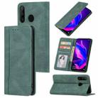 For Huawei P30 lite Skin Feel Pressure Line Magnetic Horizontal Flip Leather Case with Holder & Card Slot & Wallet & Photo Frame(Green) - 1